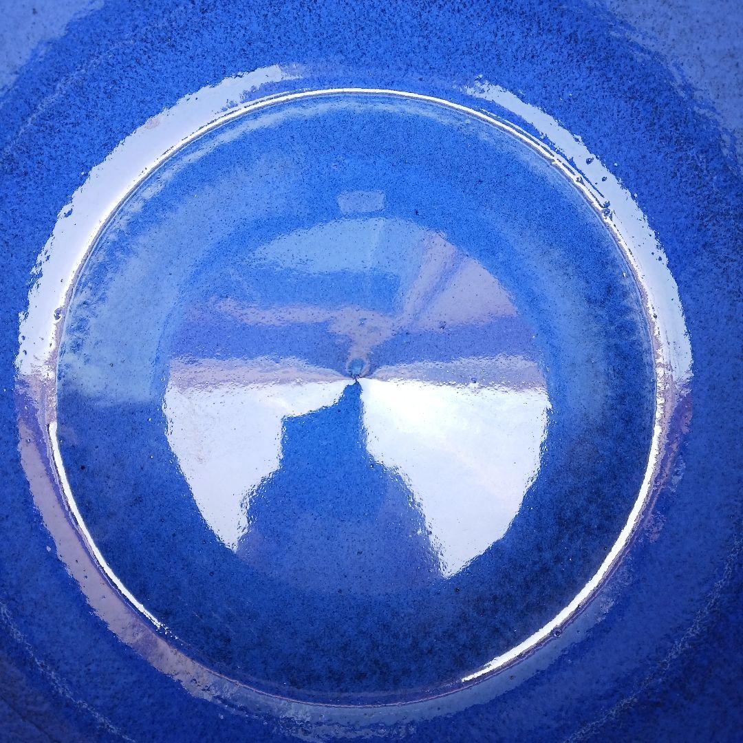 新品　∅50　特大　陶器　睡蓮鉢　手造り　メダカ鉢　難有　ラピスブルー　青LDB