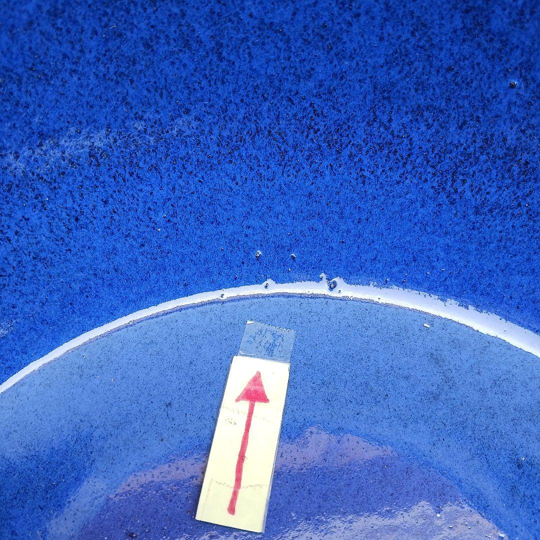 新品　∅50　特大　陶器　睡蓮鉢　手造り　メダカ鉢　難有　ラピスブルー　青LDB