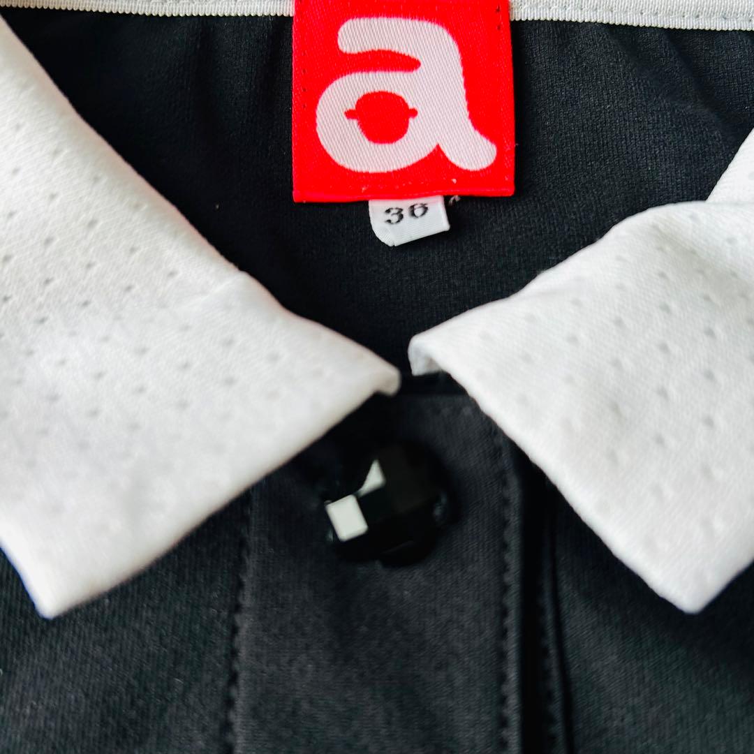 【美品】アルチビオレディース 半袖ポロシャツ 36（S）黒ブラック ロゴ入り