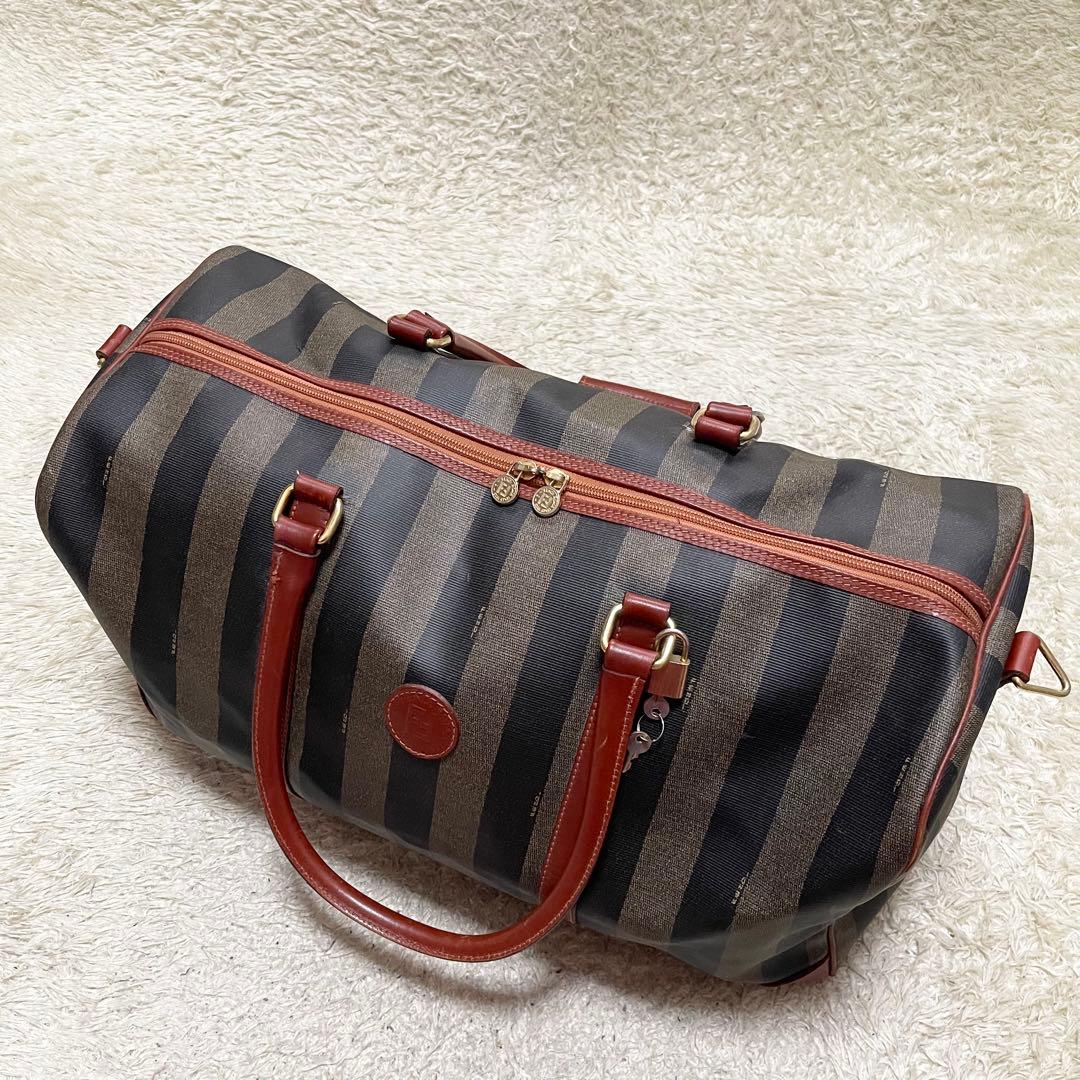 【特大容量】FENDI 2way ボストンバッグ　出張　旅行　南京錠　鍵　ペカン