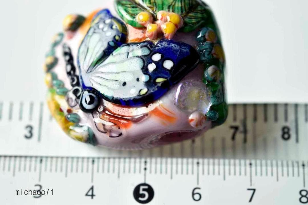 蝶　とんぼ玉 トンボ玉 蜻蛉玉 ペンダントトップ ガラス細工　13456-491