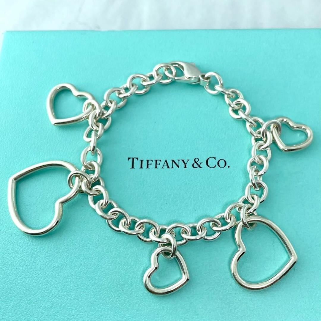 ティファニー 希少 マルチチャーム 5 オープンハート ブレスレット OF2fe