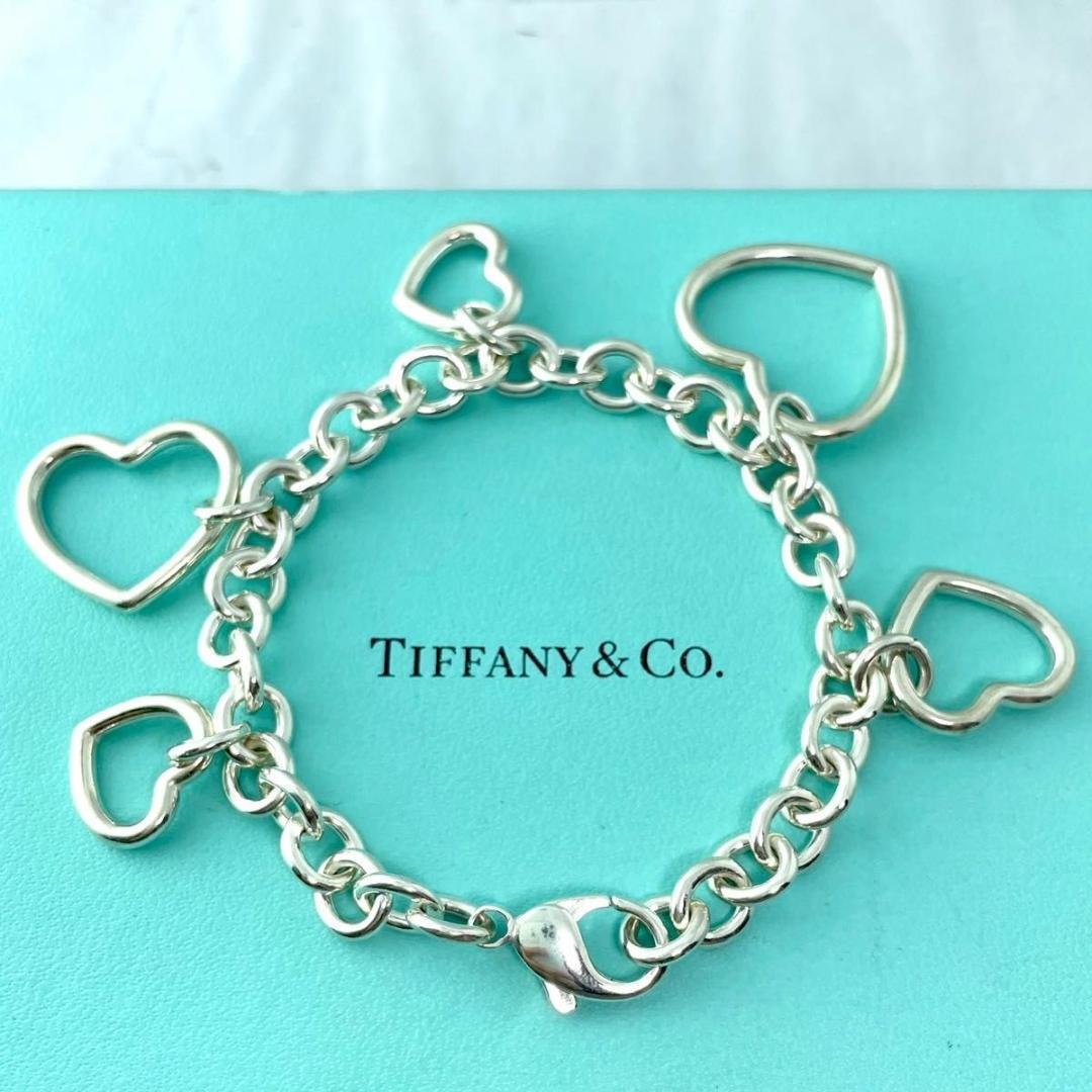 ティファニー 希少 マルチチャーム 5 オープンハート ブレスレット OF2fe