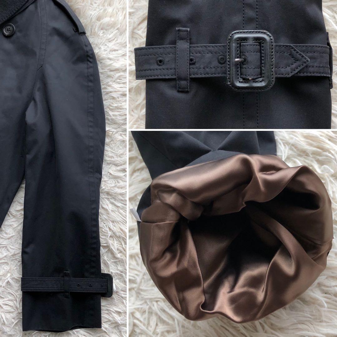 【美品 付属品完備 L】バーバリーロンドン　トレンチコート　黒　メガチェック