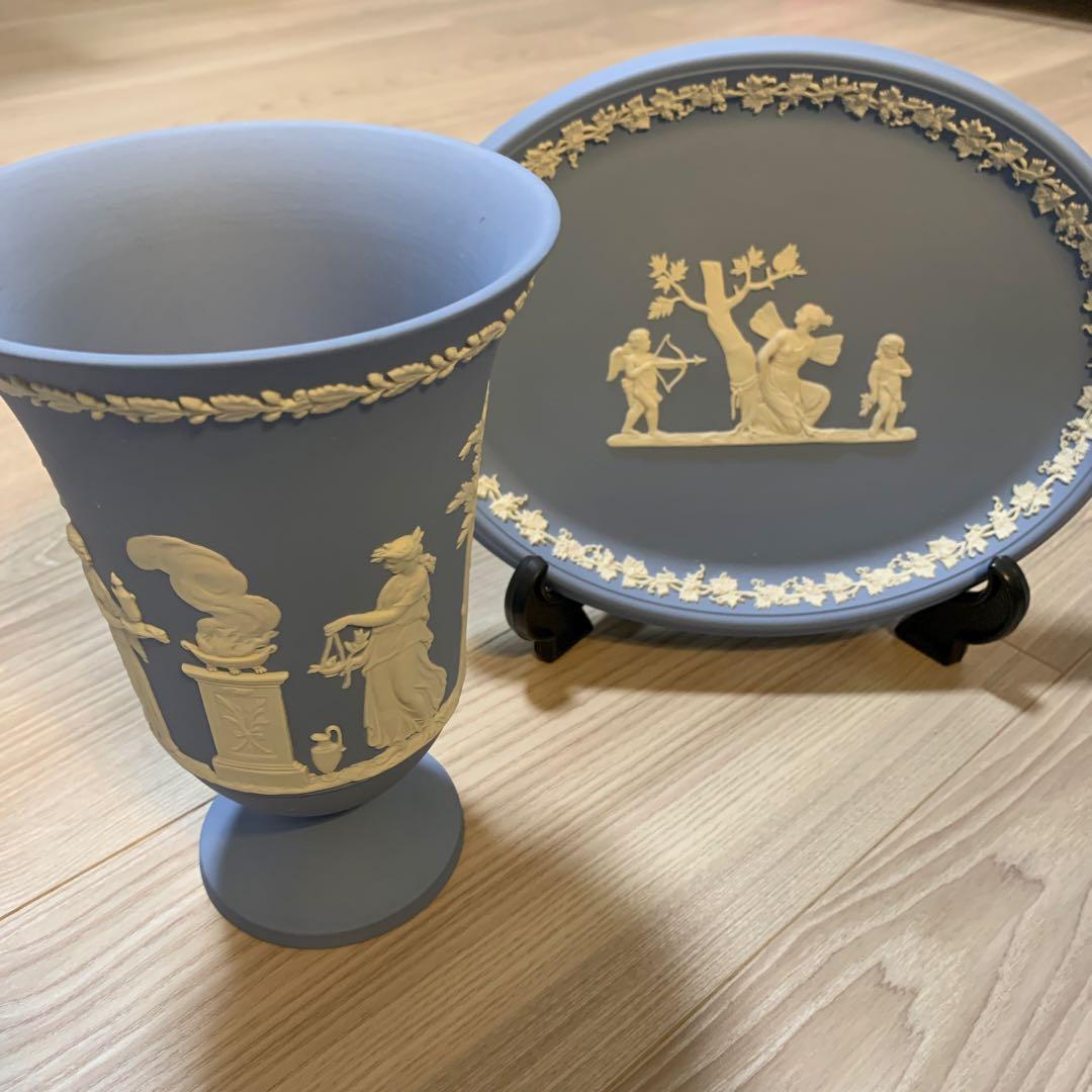 ウェッジウッド　ジャスパーウェア　花瓶　フラワーベース　オーバルプレート大