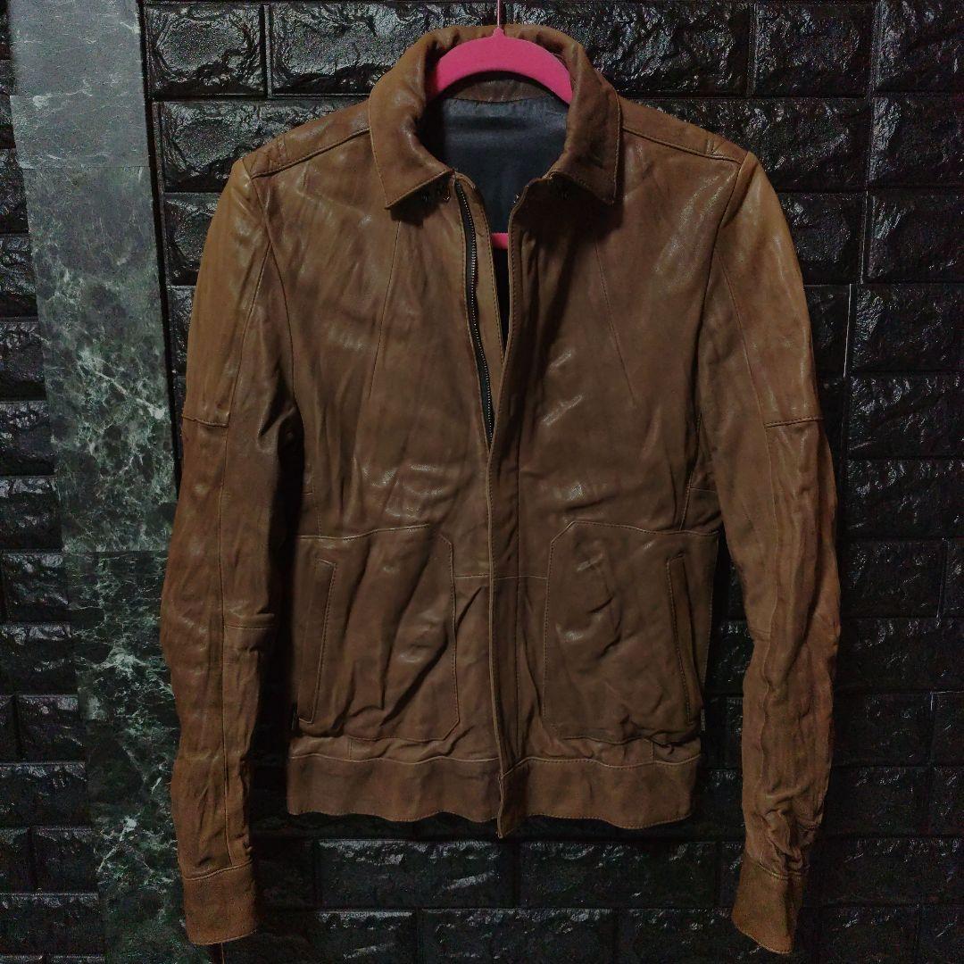 未使用に近いＳＣＨＯＲＬ アンティーク加工シングルライダース ブラウン Sz42