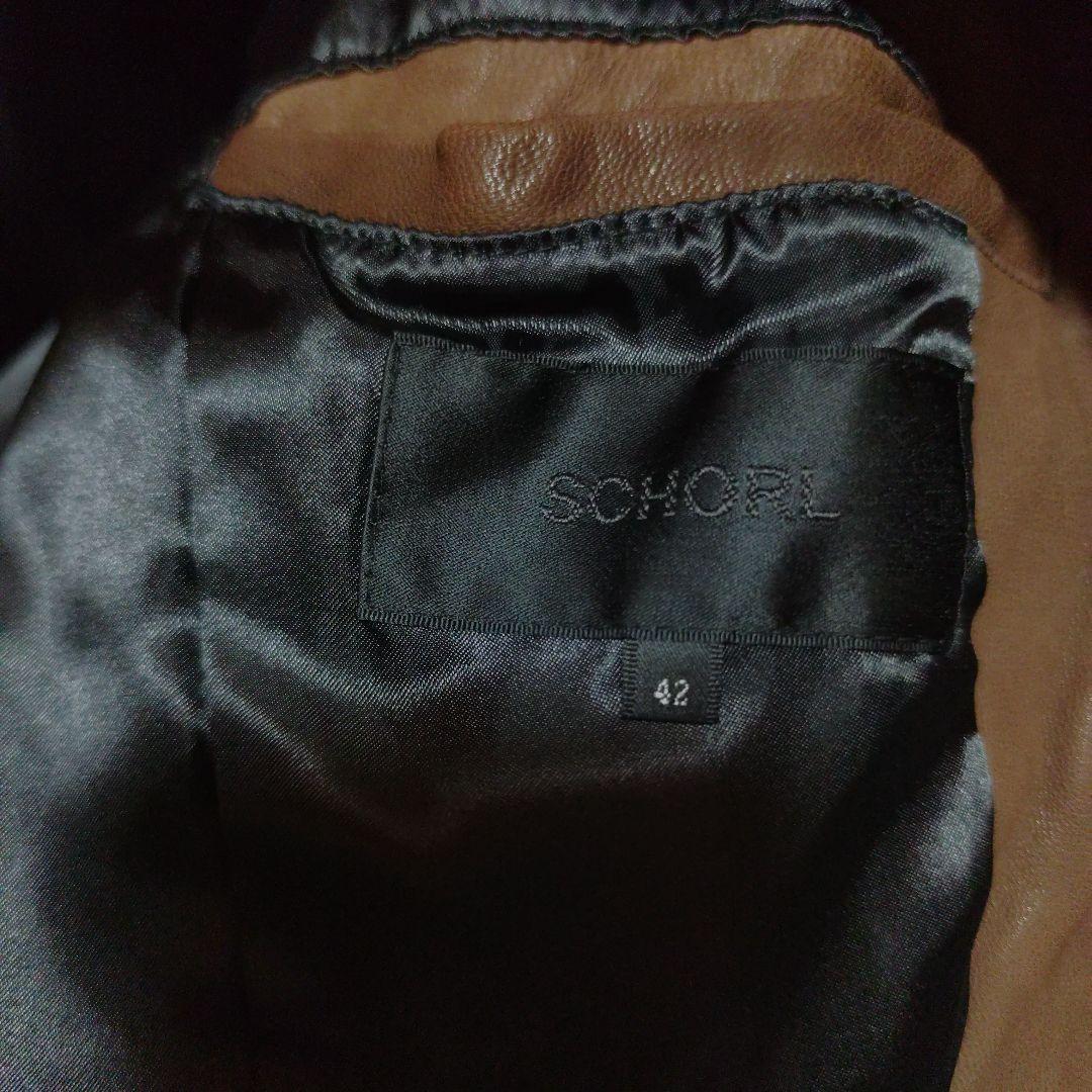 未使用に近いＳＣＨＯＲＬ アンティーク加工シングルライダース ブラウン Sz42