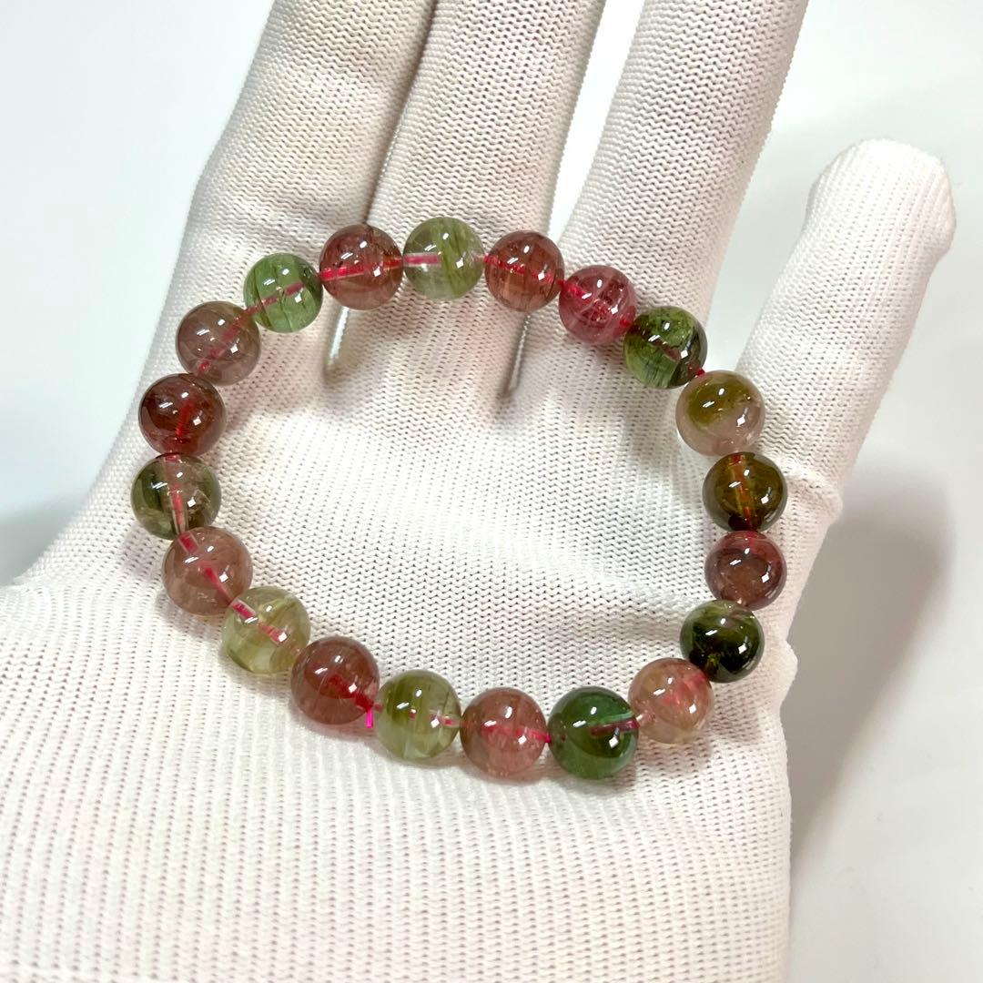 高品質　ウォーターメロントルマリンブレスレット　透明感あり　5