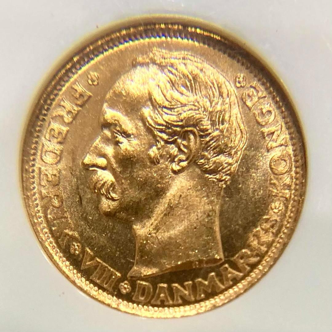 ★★★梨くん★★★　1908年デンマーク10クローネ金貨★NGC MS65