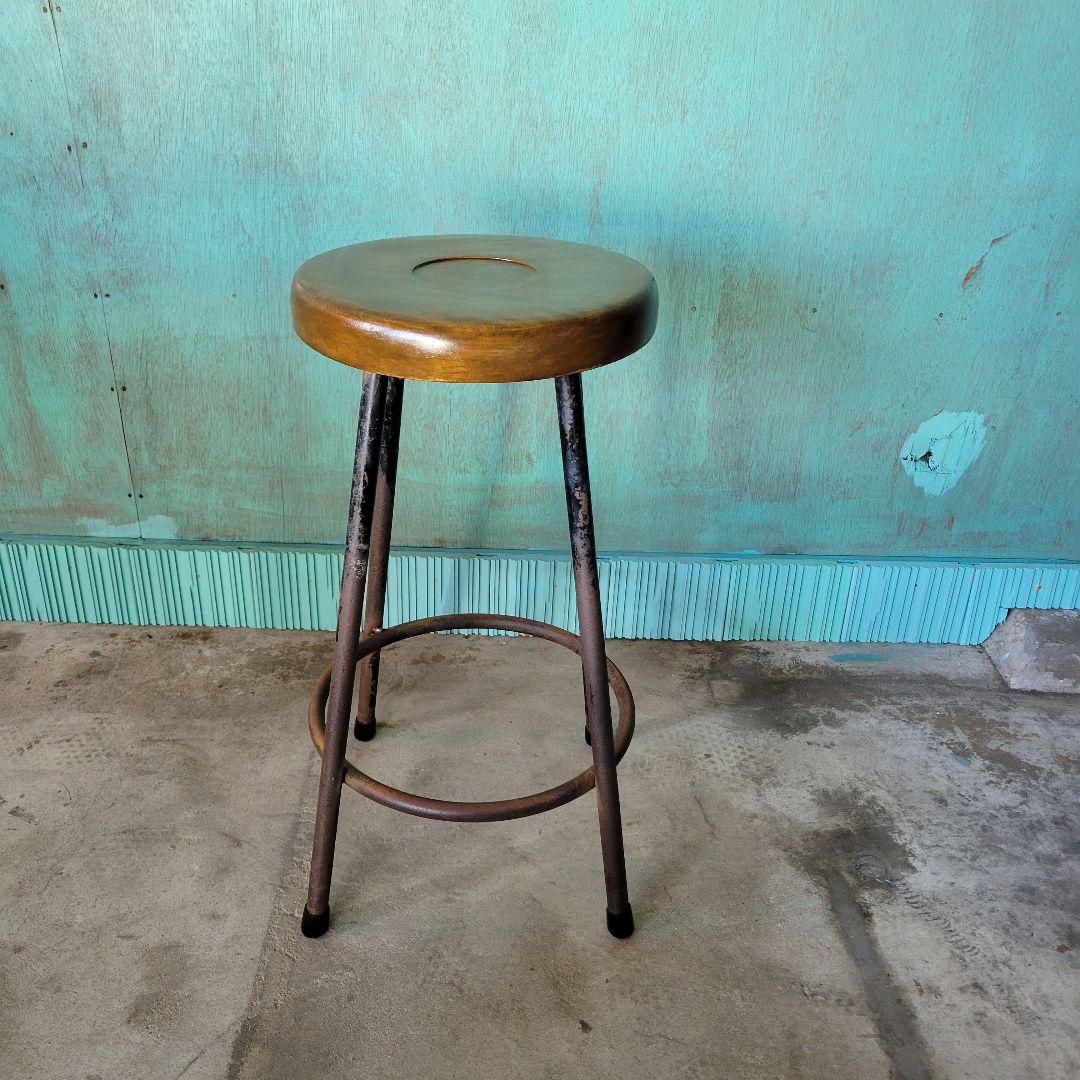 オリジナル天然無垢材リメイク　木製バースツール　唯一無二