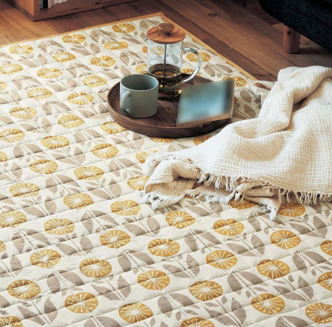 北欧 キルティング ラグ ラグマット カーペット キルト花模様ミッドセンチュリー