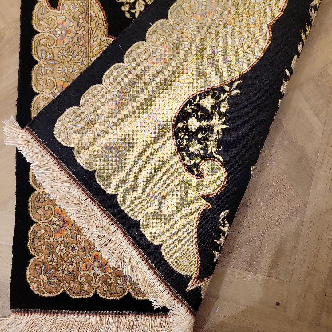 94x60cmペルシャマット(624)絹100%・クム産・絨毯・ギャッベ・ラグ