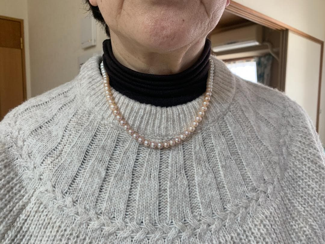 赤系ビーズとパールのアクセサリーセット