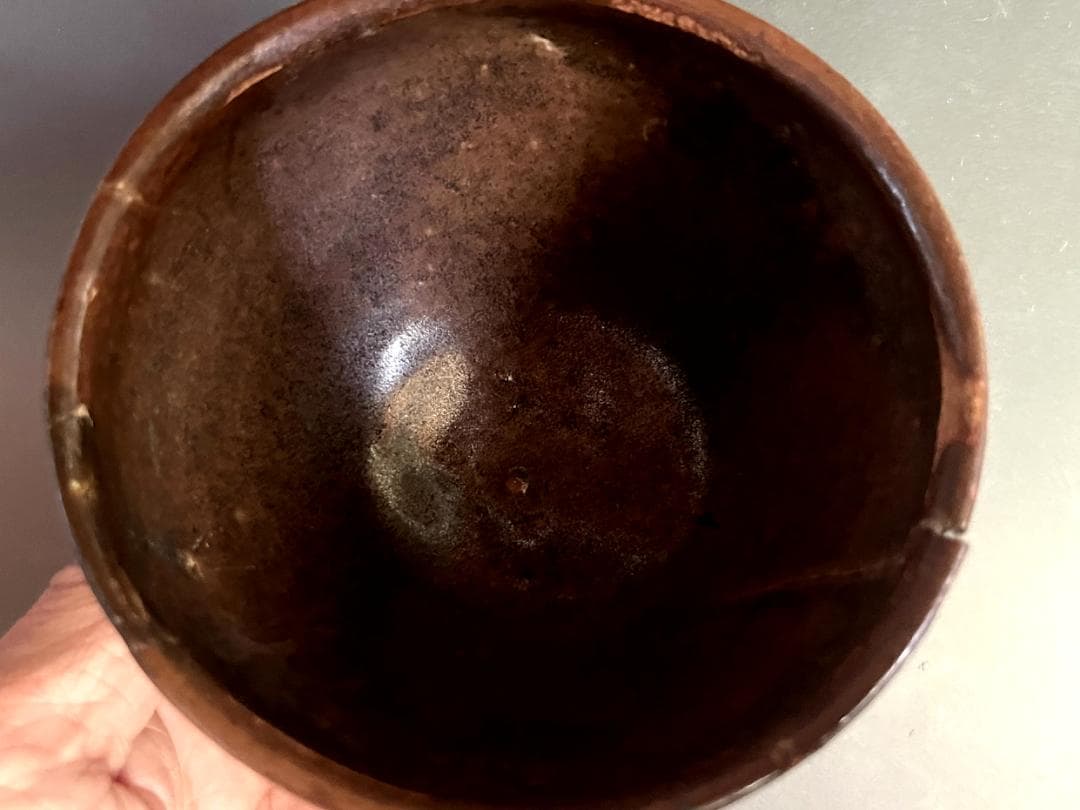 茶碗■古瀬戸 天目茶碗 桃山～江戸時代初期 発掘伝世品 窯変 直接貫入有 骨董■