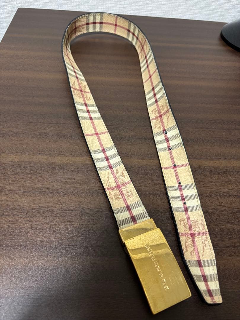 BURBERRY チェック柄 ベルト ゴールドバックル