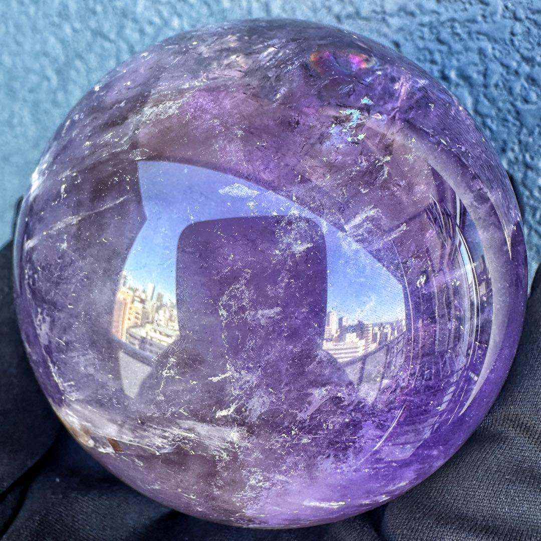 しずく♡超美品♡レインボー☆アイリスアメジストスフィア丸玉 A1330