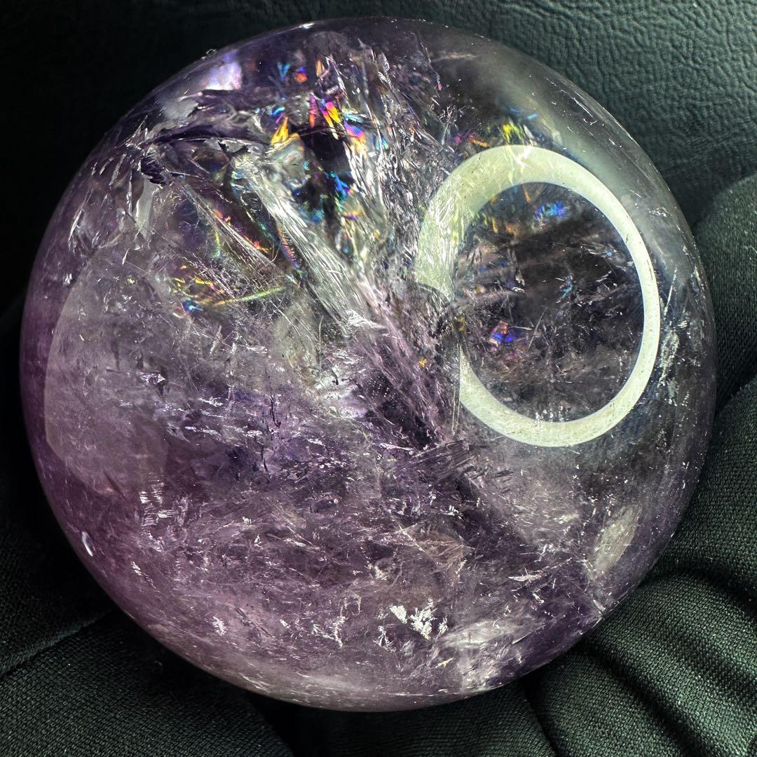しずく♡超美品♡レインボー☆アイリスアメジストスフィア丸玉 A1330