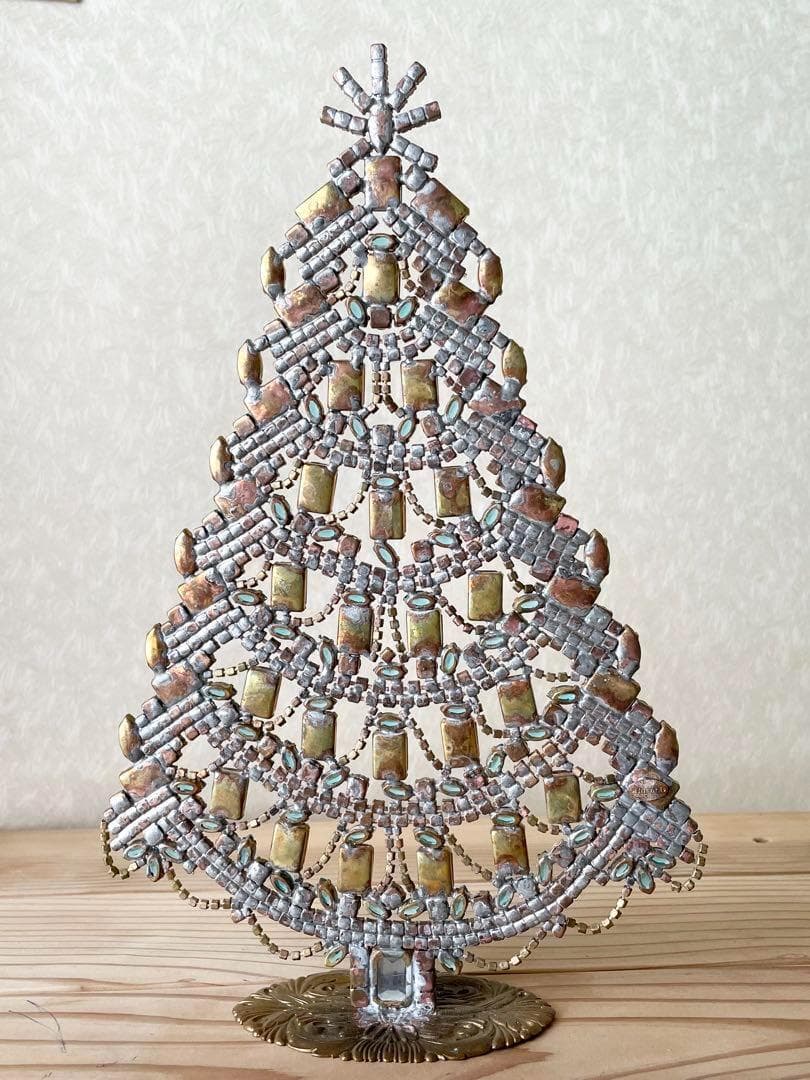 特大/チェコガラスツリー/Husar.D刻印/手作り/ブラウンブルー/クリスマス