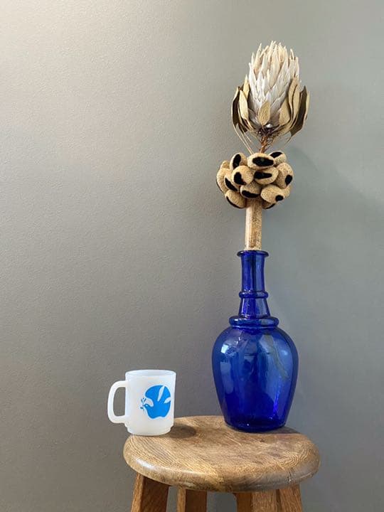 アンティーク ビンテージ 花瓶 フラワーベース ブルー 大瓶 ボトル 美品