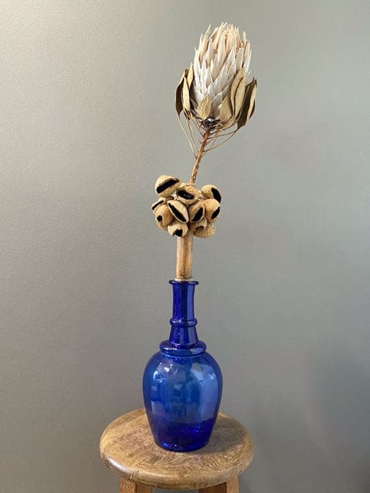 アンティーク ビンテージ 花瓶 フラワーベース ブルー 大瓶 ボトル 美品