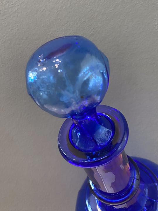 アンティーク ビンテージ 花瓶 フラワーベース ブルー 大瓶 ボトル 美品