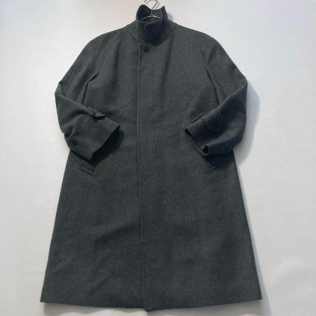 【美品】バーバリーズ ステンカラーコート カシミヤ混 ヘリンボーン グレー