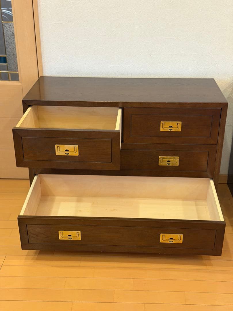 ドマーニ製 アンティーク木製ダークブラウンチェスト 4引き出し