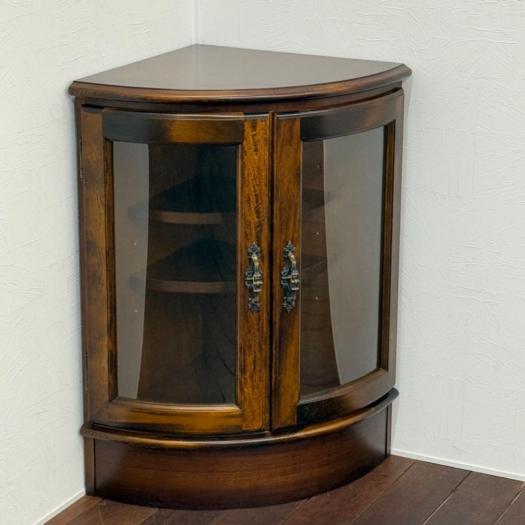 H21K20b カリモク コロニアルシリーズ ガラスコーナーキャビネット