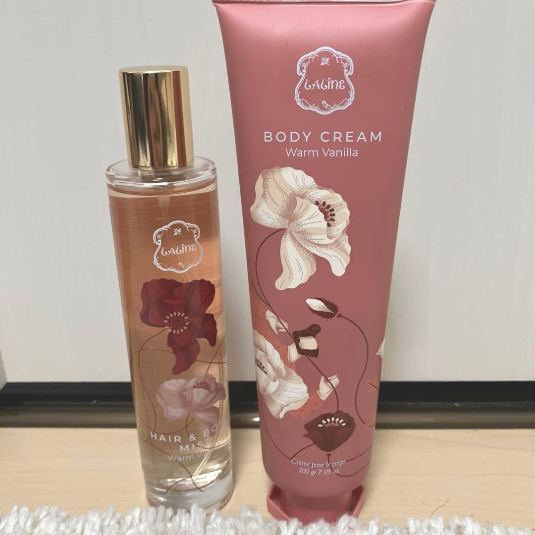 laline ボディクリーム&ヘアボディミスト　ウォームバニラ