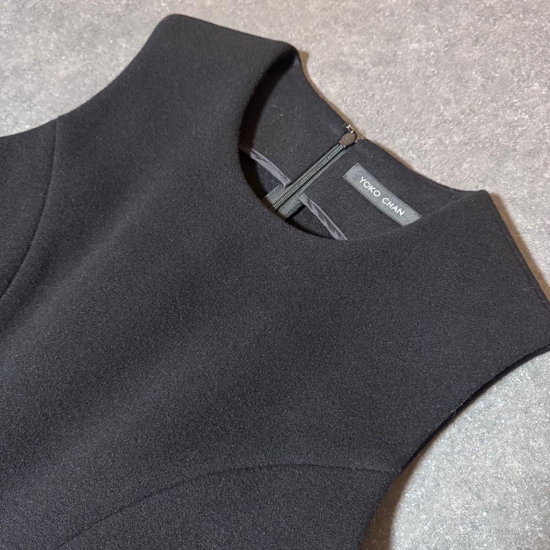 ヨーコチャン ワンピース パール 装飾 フレア ロング丈 ウール 38