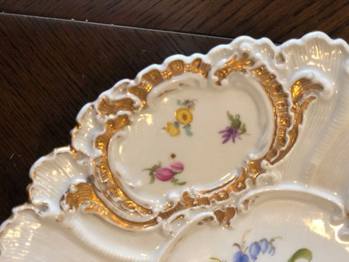 マイセン　アンティーク　手書きプレート