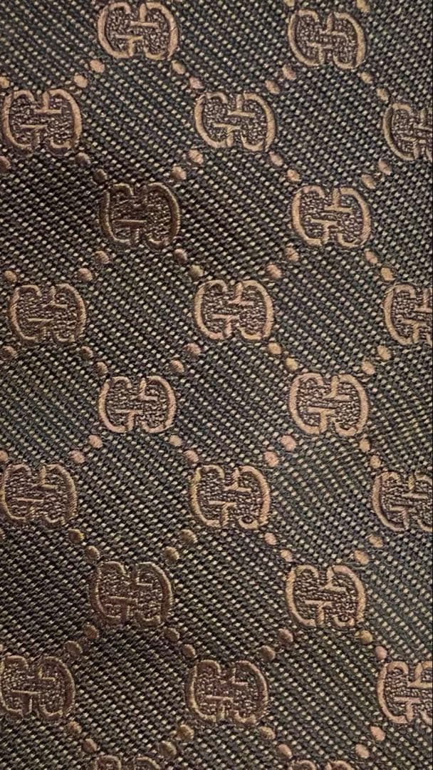 【美品】GUCCI グッチ ネクタイ GG柄 ブラウン シルク100%イタリア製