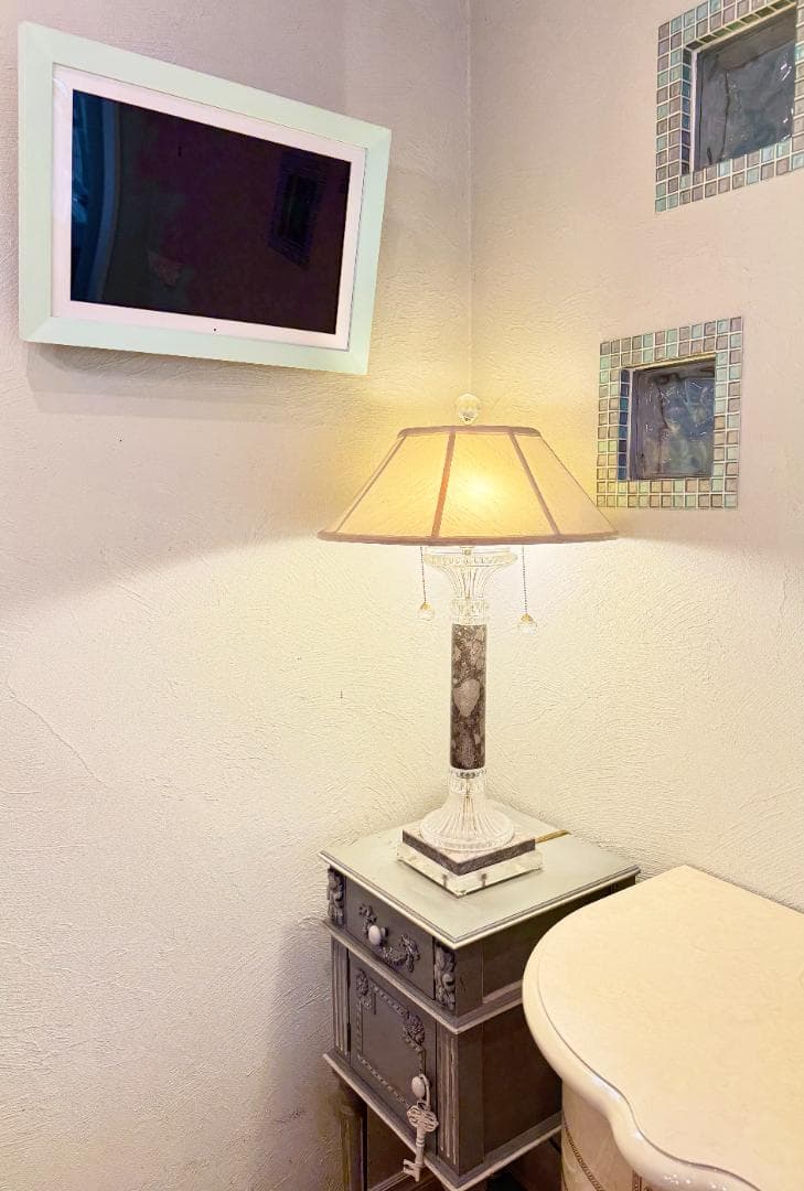 1点限り【美品】天然大理石×クリスタル調 テーブルランプ 高級インテリア