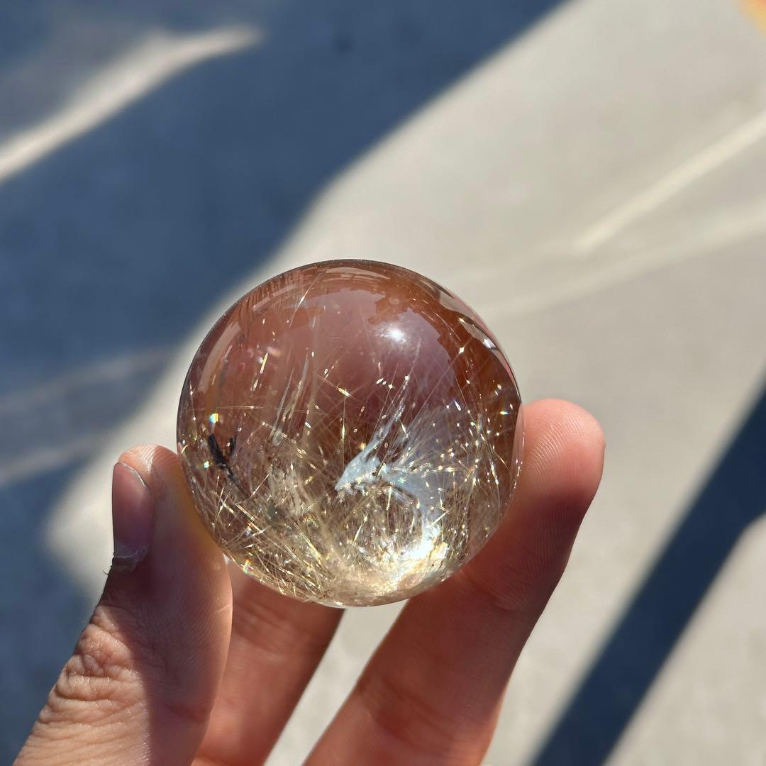 天然石ルチルクォーツのスフィア　丸玉　ご購入前に在庫確認必要G.251