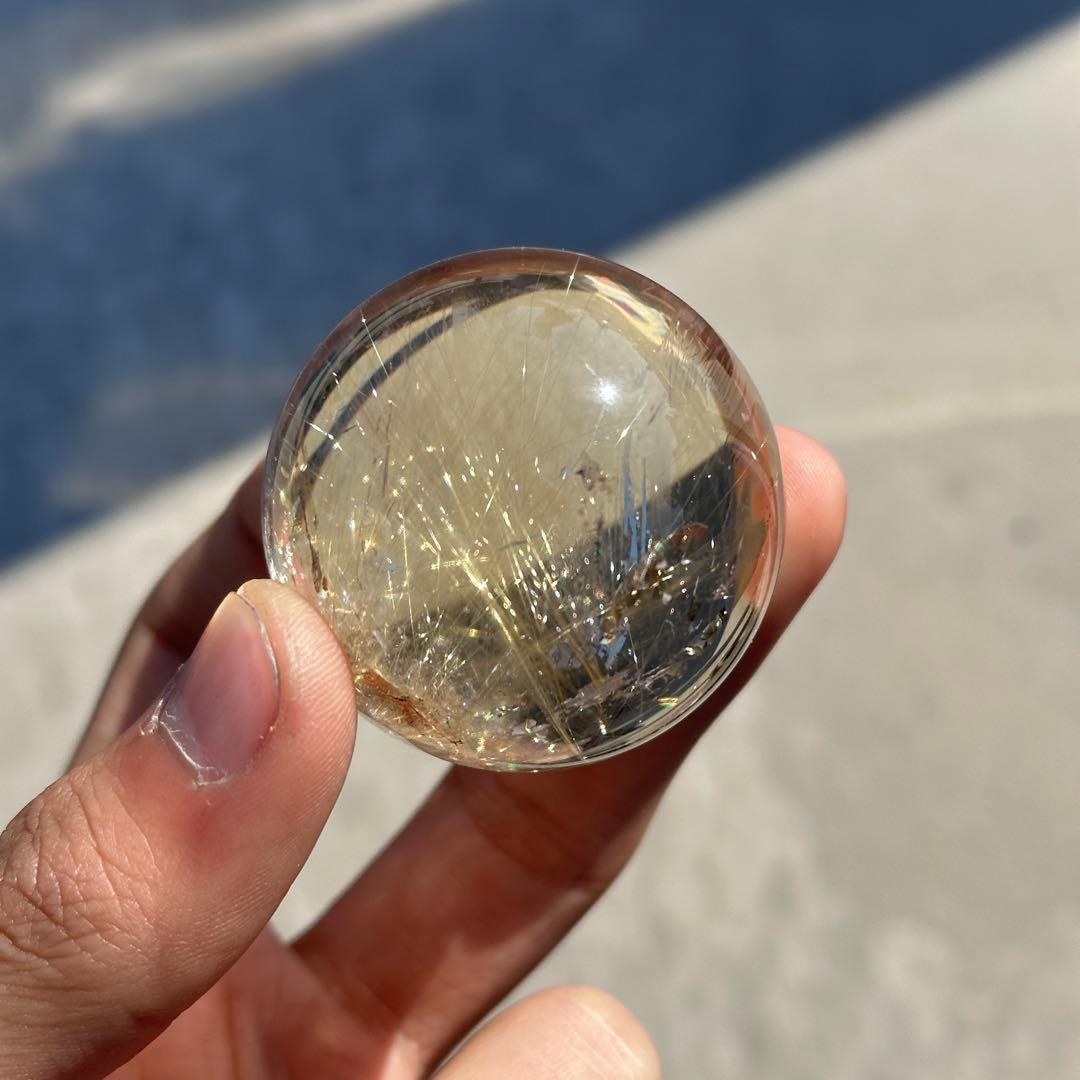 天然石ルチルクォーツのスフィア　丸玉　ご購入前に在庫確認必要G.251