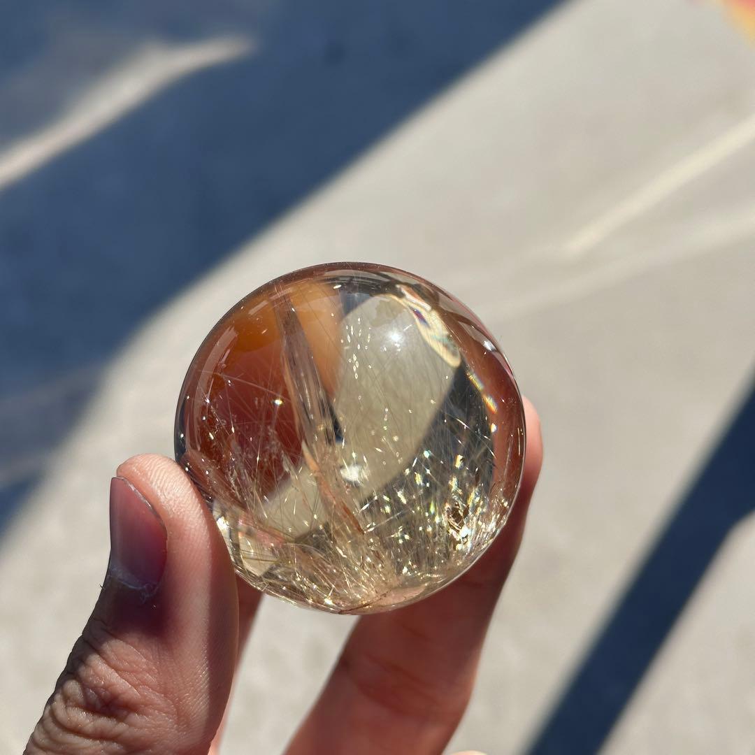 天然石ルチルクォーツのスフィア　丸玉　ご購入前に在庫確認必要G.251
