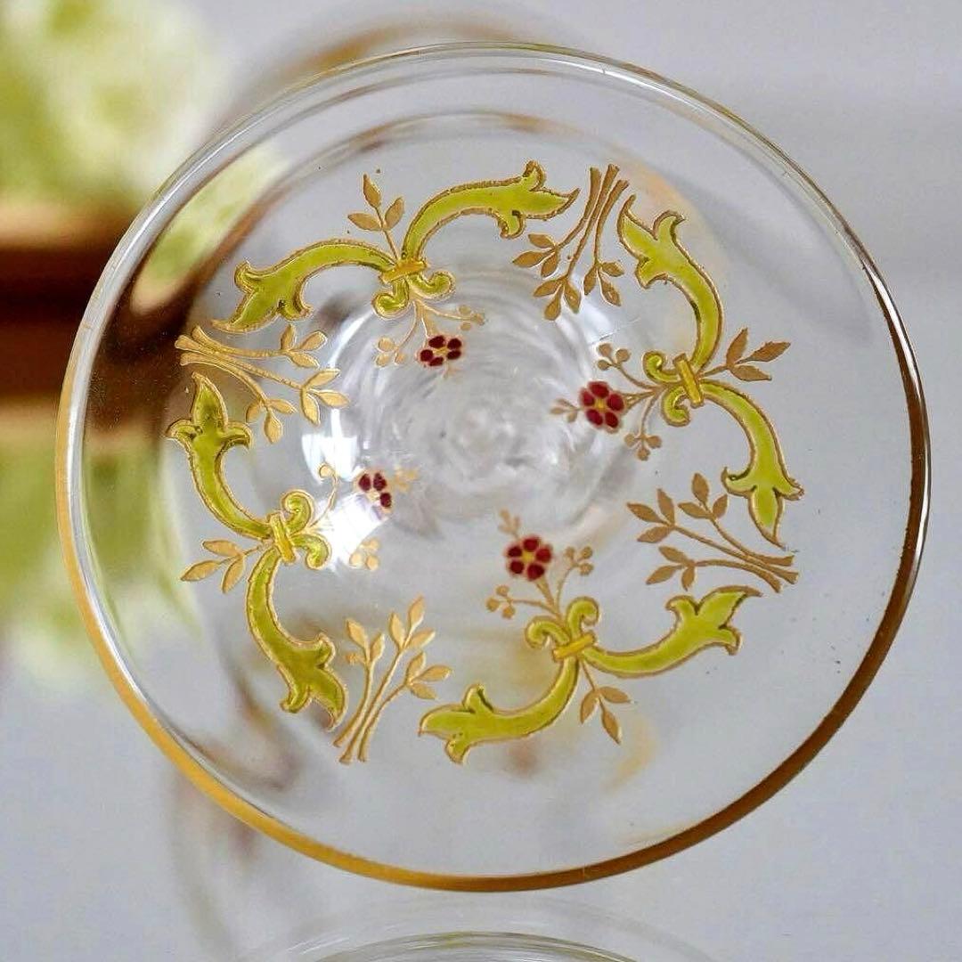 極希少オールドバカラ ボーヴェ ワイングラス★美品BACCARAT金彩エナメル彩