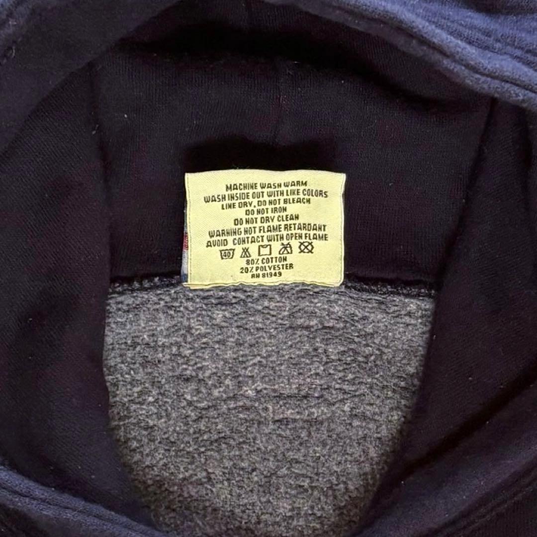 90s ヴィンテージ古着 肉厚コットンスウェットパーカー 無地フェード ネイビー