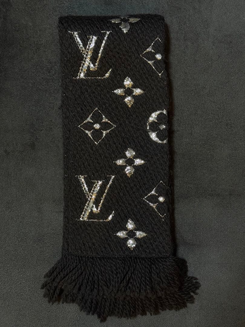 LOUIS VUITTON ルイヴィトン マフラー ブラック モノグラム 箱無し