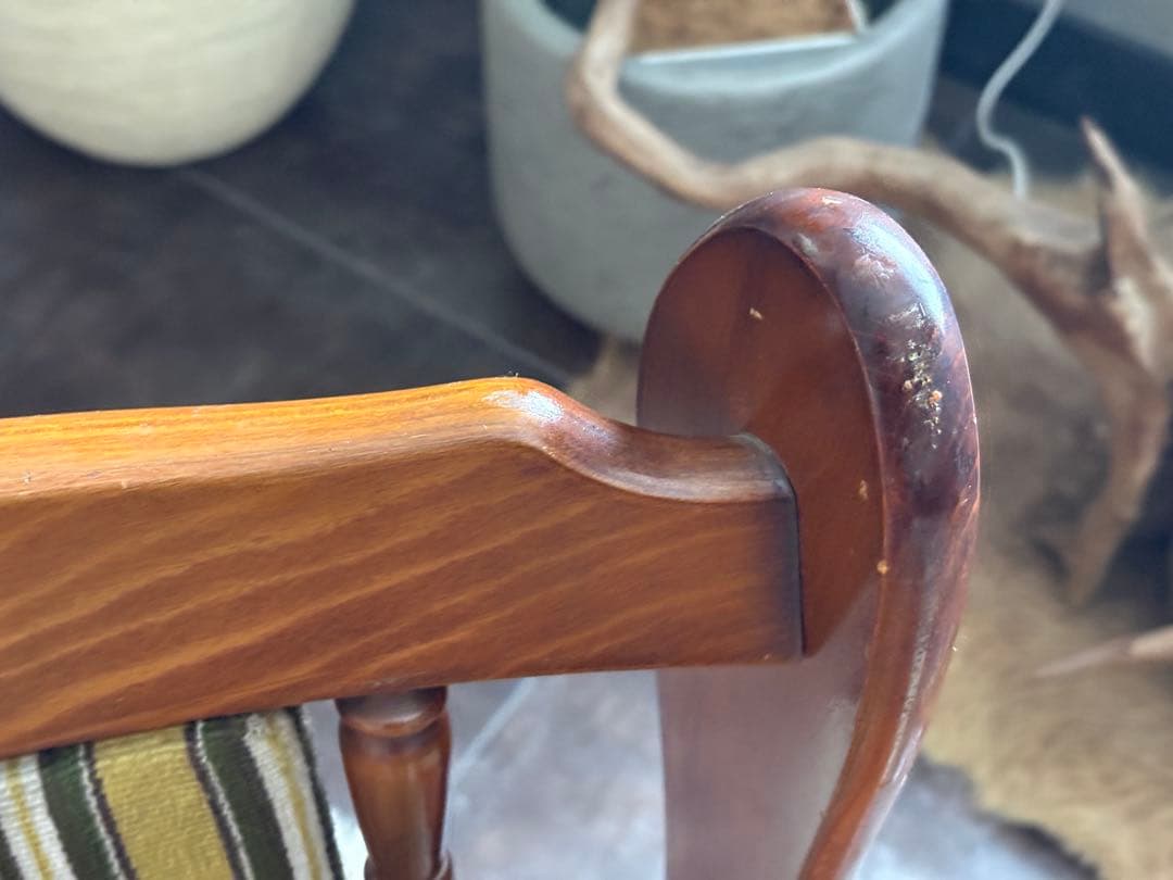 ヴィンテージ　アームチェア　1Pソファ　ストライプ　ファブリック　レトロ　IZ