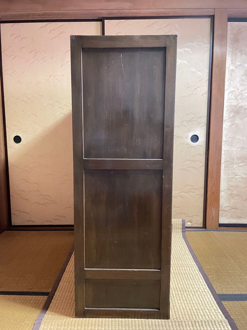 little meさん専用木製 箪笥 7段引出し ガラス扉付鍵付き 昭和レトロ