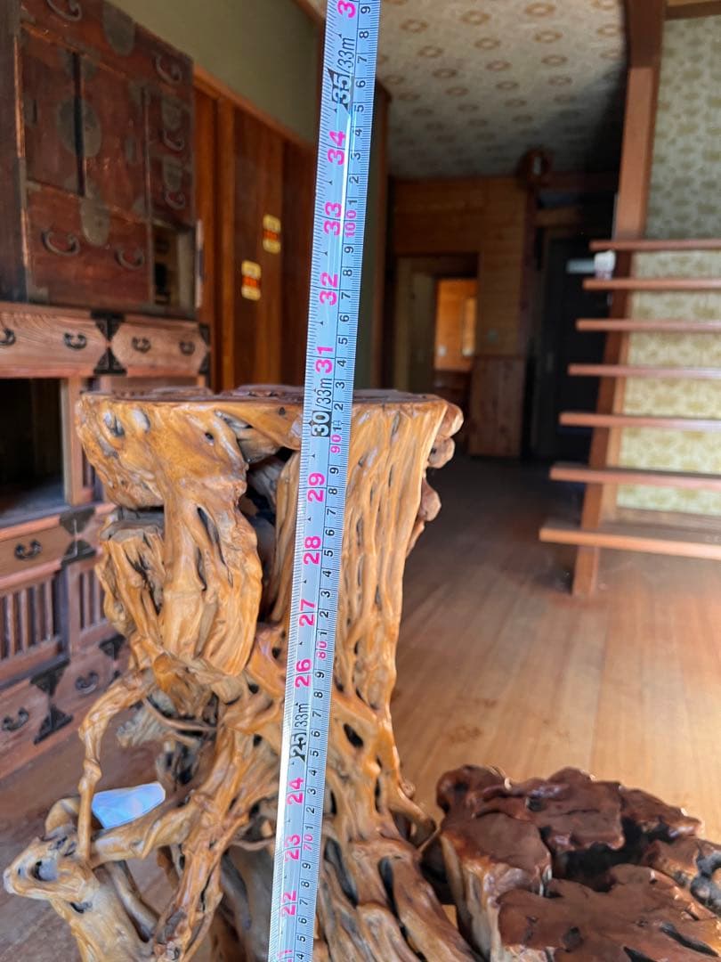 この世に二つとない奇品　変木　オブジェ　3段飾り棚　天然木