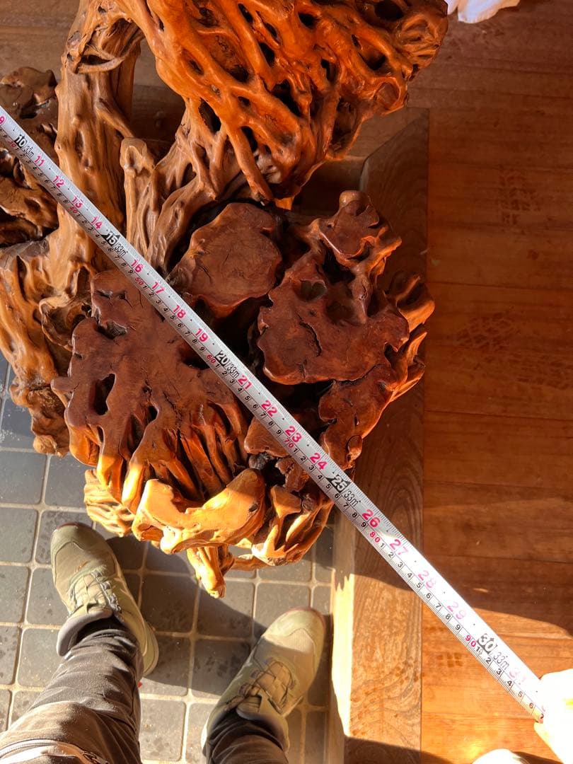 この世に二つとない奇品　変木　オブジェ　3段飾り棚　天然木