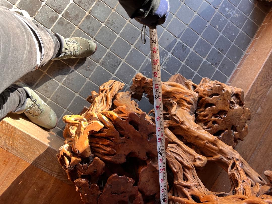 この世に二つとない奇品　変木　オブジェ　3段飾り棚　天然木