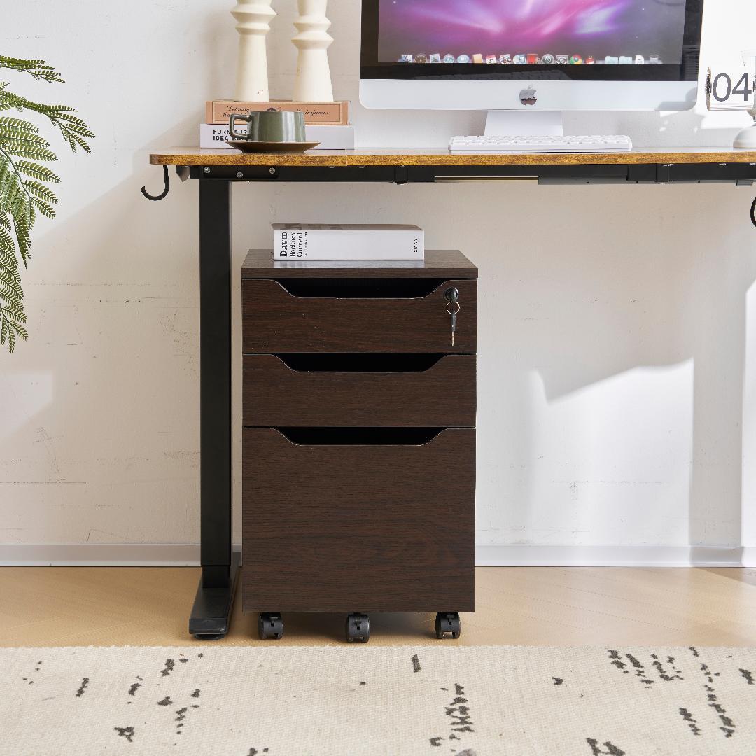 【クルミ】デスクワゴン サイドワゴン　鍵付き キャスター付き 脇机 オフィス