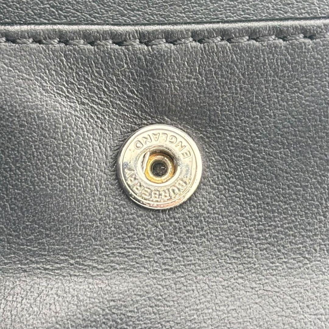 美品 現行 バーバリー 二つ折り財布 小銭入れ付 ロゴプリント レザー ブラック