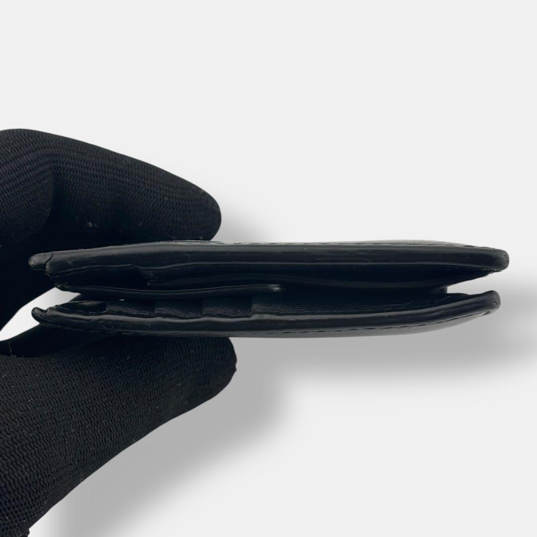 美品 現行 バーバリー 二つ折り財布 小銭入れ付 ロゴプリント レザー ブラック