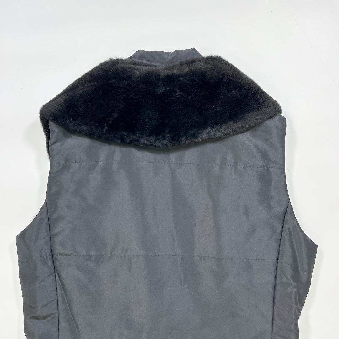FOXEY シルク 中綿 ベスト ジレ ヌートリア ファー 黒 40 L