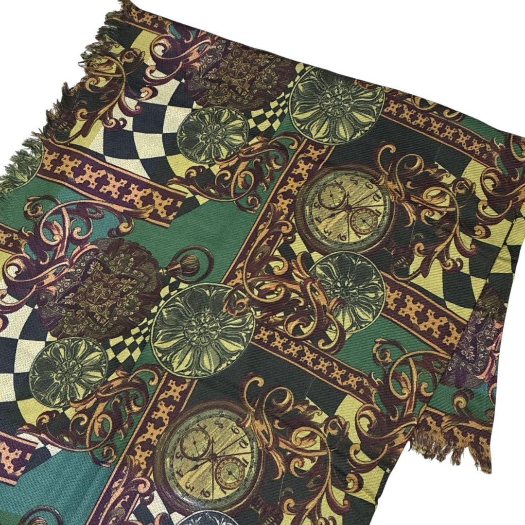 【美品】FENDI フェンディ イタリア製 刺繍ロゴ ショール 大判ストール