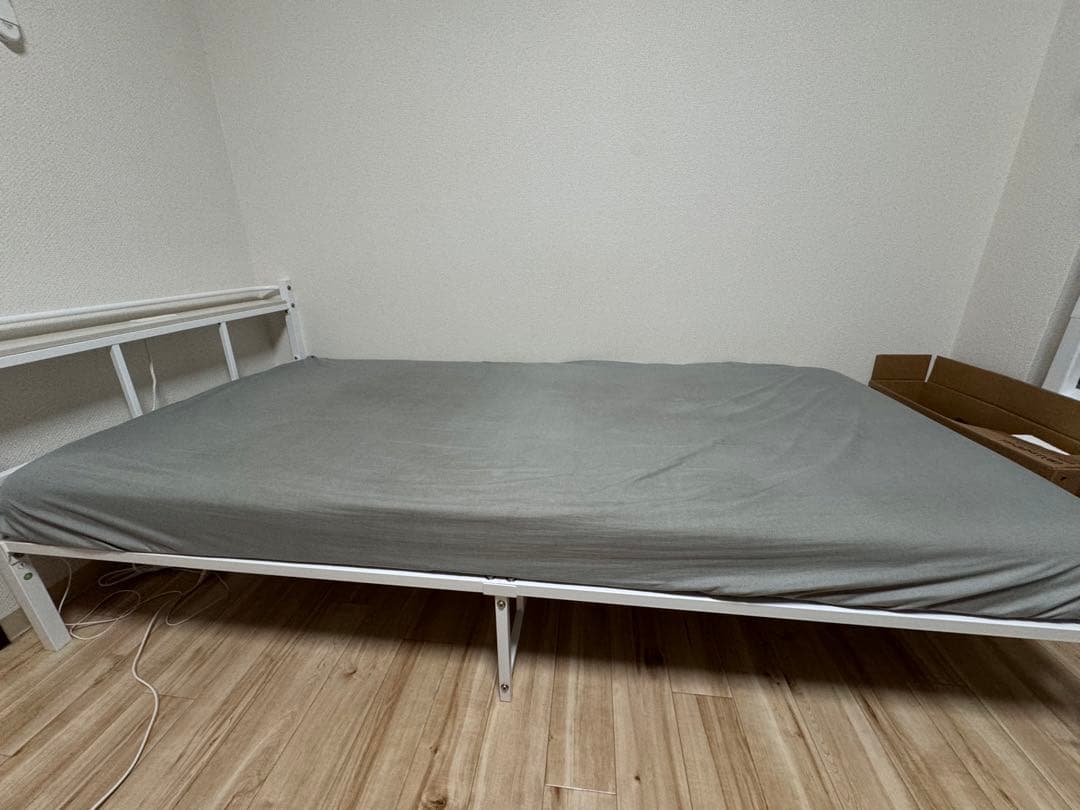 シングルベッドフレーム グレー 布地 ホワイト